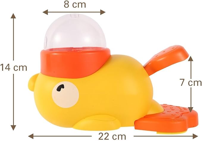Duck Cat Treat Dispenser, Duck Puzzle Feeder for Cats, Duckie Cat Feeder, Yellow DuckDog Treat Dispenser, Food Dispenser Toy with Button, 2-in-1 Interactive Toy & Slow Feeder (White)