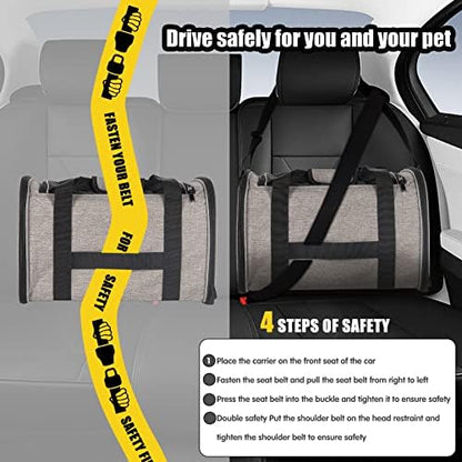 Cat Carrying Case - Pet Carrier Airline Approved, Protable and Breathable Pet Travel Carrier Removable Fleece Pad, Collapsible Cat Carrier Dog Carrier for Medium Cats Small Cats Dogs (Grey&Black M) - Image 5