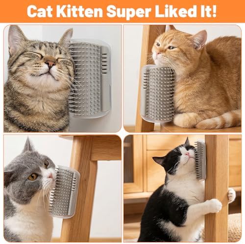 12 Pack Cat Self Groomer – Wall Corner Grooming Brushes for Cats and Small Pets – Soft Silicone Massage Brush for Shedding Control and Face Rubbing (Grey) - Image 7