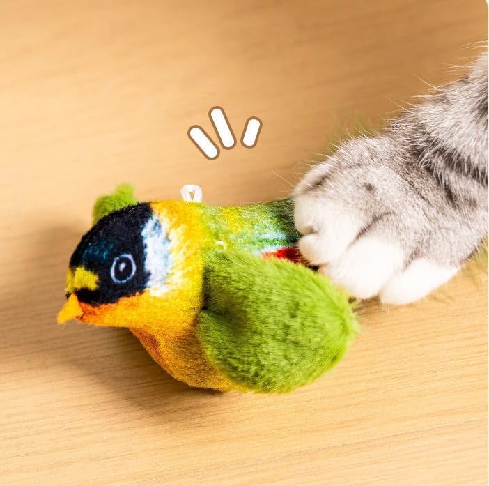 Cat Bird Toy Real Feather Catnip Squeaky Teaser Hanging Bird Toy(Brown) - Image 3
