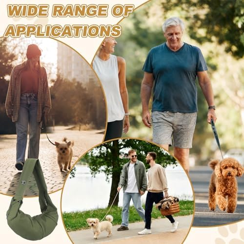 Dog Sling Carrier for Small Dogs and Cats Up to 16.5 Lbs, Soft Pouch Waterproof with Zipper Pocket Pet Cross Body Shoulder Bag, (Army Green, 1 Pcs) Intended for Outdoor/Travel - Image 6