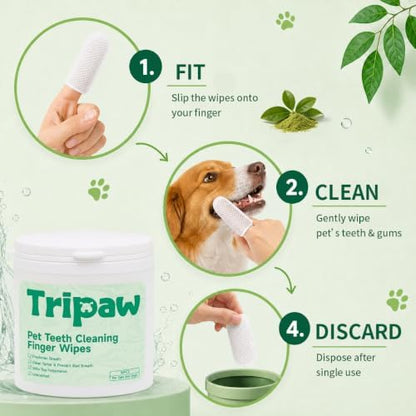 Pet Dental Wipes 50 Counts Pet Teeth Cleaning Finger Wipes - Image 7