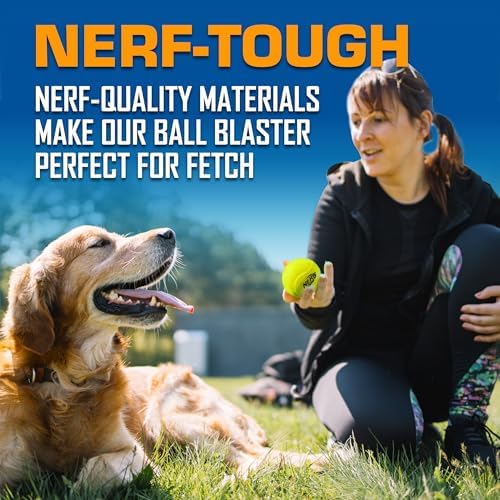 Nerf Dog Tennis Ball Blaster Dog Toy Gift Set, Tennis Ball Dog Fetch Toy Launches up to 50 ft, Dog Ball Thrower for All Breeds Includes Translucent Blue Tennis Ball Launcher and 3 Dog Tennis Balls - Image 4