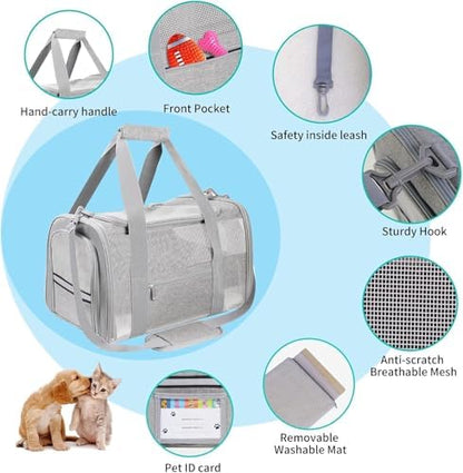 Cat Carrier Pet Carriers Airline Approved for Small Dogs Kitten Carriers for Small Medium Cats Under 15lb, Collapsible Soft Sided TSA Approved Travel Carrier, Pink - Image 3