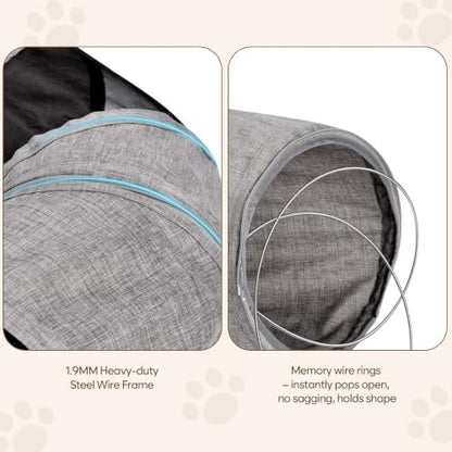 Ownpets 2 in 1 Collapsible Cat Tunnel for Indoor Cats with Cushion Bed - Image 5