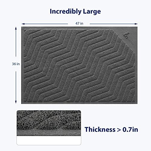 WePet Cat Litter Box Mat(No. 02-2), Kitty Premium PVC Pad, Durable Trapping Rug, Phthalate Free, Urine-Resistant, Scatter Control, XXL 47 x 36, Grey - Image 2