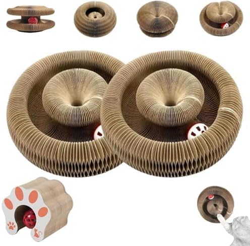 Kitty Curls Cat Toy,Cardboard Cat Scratcher,Magic Organ Cat Toy,Foldable Recyclable Cat Accordion Toy for Indoor Cat Playing,Interactive Scratch Pad with Toy Ball(2pc) by Unknown
