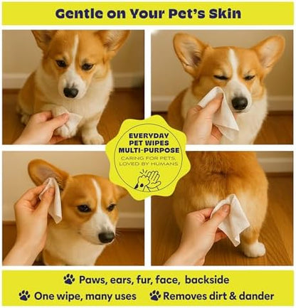 Papilion Pet Wipes for Dogs & Cats, Gentle Grooming & Cleaning Wipes, Safe for Paws, Coat & Face for Daily Use, Paraben-Free, Extra Large All-Purpose Wipes, Flip-Top Pack, 300 Count - Image 2