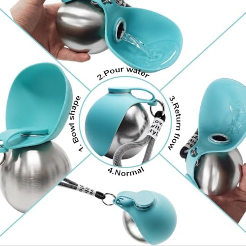 Portable Dog Water Bottle with Bowl, 10oz Leak-Proof Stainless Steel Dog Travel Water Bottle, BPA-Free Pet Water Dispenser for Small & Medium Dogs, Walking, Hiking & Outdoor Travel - Image 4