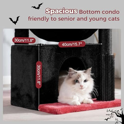 Cat Tree 32” Small Cat Tower with Large Hammock 16”& Self Groomer - Image 4