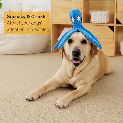 CPYOSN 2 Pack Octopus Dog Toys, No Stuffing Squeaky Crinkle Plush Chew Toys - Image 2