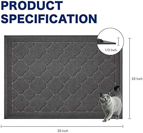 WePet Cat Litter Box Mat, Kitty Premium PVC Pad, Durable Trapping Rug, Phthalate Free, Urine-Resistant, Scatter Control, L 35 x 23 Inch, Black - Image 2