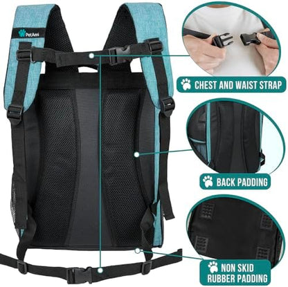 PetAmi Dog Backpack Carrier Airline Approved Cat Pet Puppy Bag, Turquoise - Image 5
