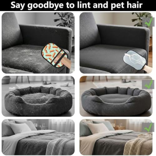 Hotdog Pet Hair Removal Glove Brush Pet Hair Remover Tool for Carpet - Image 3
