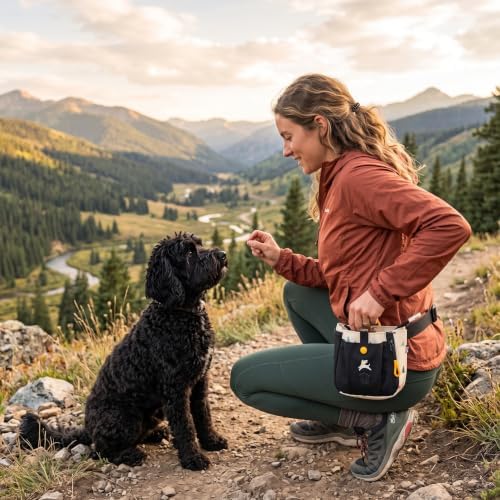 OllyDog Backcountry Day Bag | Dog Training Treat Pouch | Eco-Friendly Recycled Fabric Fanny Pack with Zipper Closure, Built-in Poop Bag Dispenser & Adjustable Waist Belt (Terrazzo) - Image 2