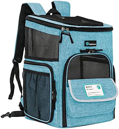 PetAmi Dog Backpack Carrier, Airline Approved 4-Way Entry Cat Bag, Teal by PetAmi