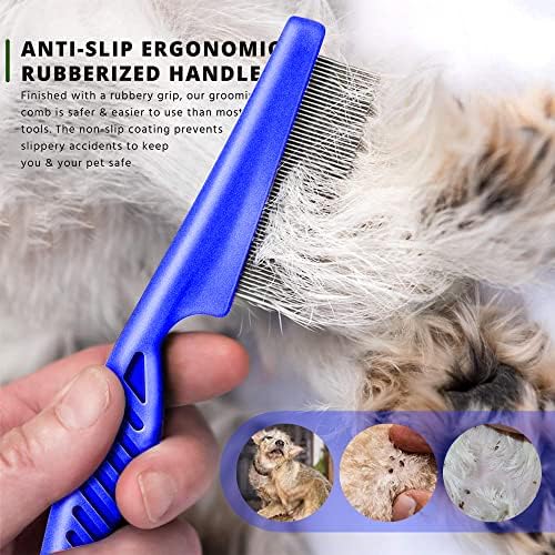 SKYPIA Multipurpose Fine Tooth Grooming Comb - 3 Packs, for Dogs, Cats, Puppies, Kittens, Removes Fleas, Ticks, Lice, Dandruff, and Hair Lice (Blue) - Image 6