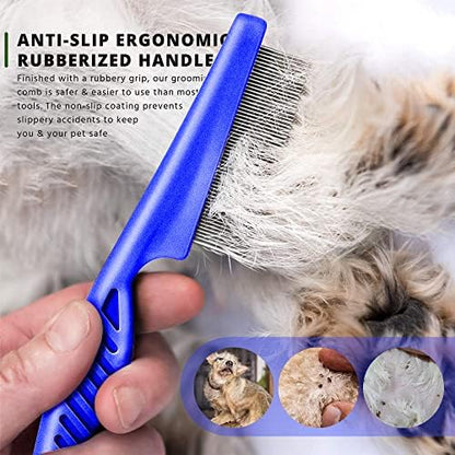 SKYPIA Multipurpose Fine Tooth Grooming Comb - 3 Packs, for Dogs, Cats, Puppies, Kittens, Removes Fleas, Ticks, Lice, Dandruff, and Hair Lice (Blue) - Image 6
