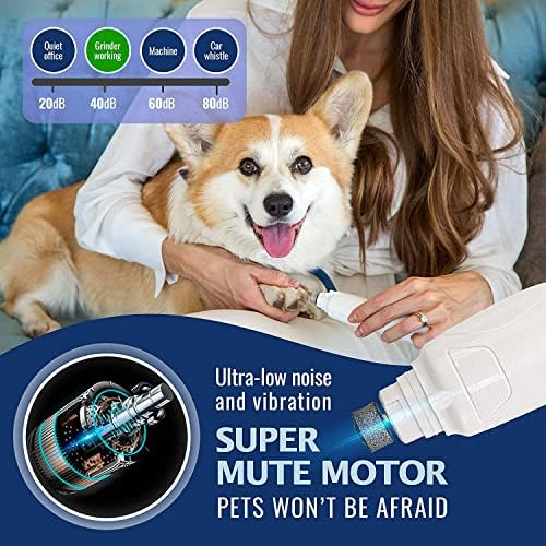 REXIPETS Cat and Dog Nail Grinder - Rechargeable Electric Pet Nail Clipper & Trimmer- Painless Paws Grooming - Quiet 2-Speed Motor. 3 Size Ports for Small, Medium, Large Pets- Up to 4 Hours of Charge - Image 5