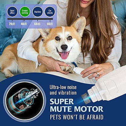 REXIPETS Cat and Dog Nail Grinder - Rechargeable Electric Pet Nail Clipper & Trimmer- Painless Paws Grooming - Quiet 2-Speed Motor. 3 Size Ports for Small, Medium, Large Pets- Up to 4 Hours of Charge - Image 5