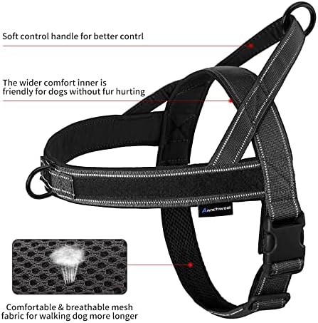 Annchwool No Pull Dog Harness with Soft Padded Handle-Reflective Strip Escape Proof and Quick Fit to Adjust Dog Harness-Easy for Training Walking for Small & Medium and Large Dogs(Black,XS,1 In Width) - Image 4