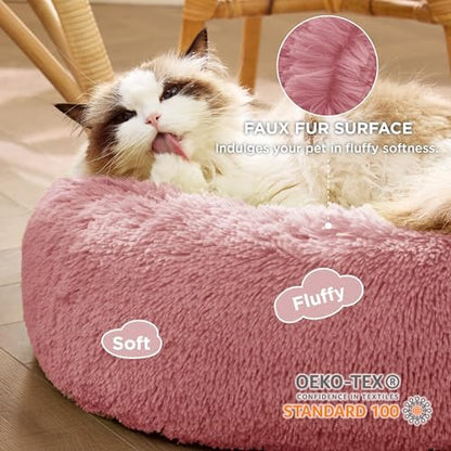 Bedsure Calming Cat Beds Donut Round Washable Kitten Bed,20 inches - Image 2