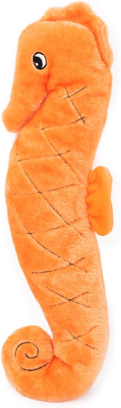 ZippyPaws Jigglerz - Dog Squeaky Toys to Keep Them Busy, Funny Animal Plush for Small, Medium, & Large Dogs, Cute Stuffed Puppy Toy, Pet Product, Gift for All Breeds, Interactive Squeaker - Seahorse