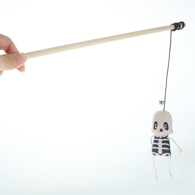 Halloween Cat Teaser Wands Plush Stick Toys for Interactive Kitten Play Indoor Exercise and Healthy Activity 15.8 Inch