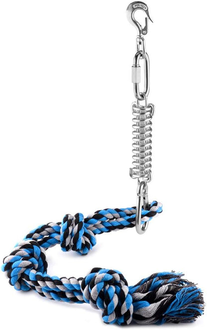 SIXRUN Spring Pole Dog Rope Toy, Rust Proof Steel, Muscle Building, Outdoor Tug of War Exercise, 38.97 Inch, for Large Dogs