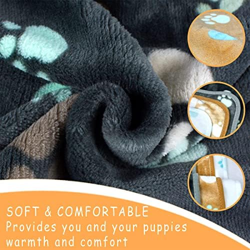 Dog Blankets for Medium Large Dogs, 3 Pack Dog Blanket Washable 41" x 31", Fuzzy Soft Pet Mat Throw Cover for Kennel Crate Bed, Cute Paw Pattern, Cat Blanket, Blankets for Dogs, Pet Blanket - Image 2