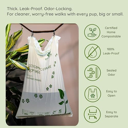 Pawtria Home Compostable XL Poop Bags with Handles, 100 Bags, Mega Roll - Image 3
