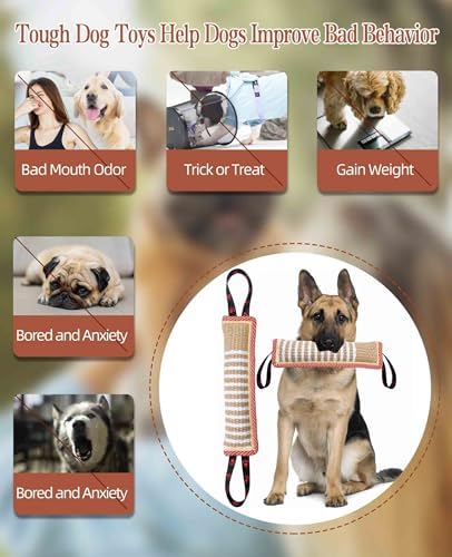 Clysoru Dog Tug Toy Tough Jute Bite Pillow Lasting Training Equipment Puppy to Large Dogs Interactive for Large and Small - Image 2
