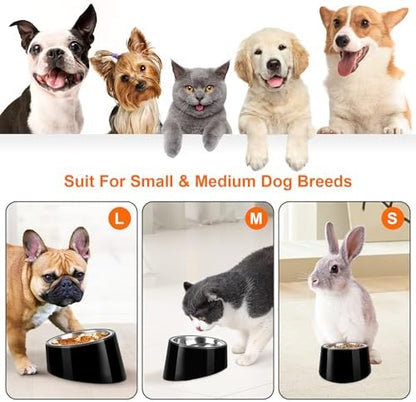 Tilted Dog Bowl Non-Slip & Non-Spill Pet Feeder with Elevated Detachable Melamine Stand, Easy to Get Food Dog Dish, M/180ml Black - Image 3