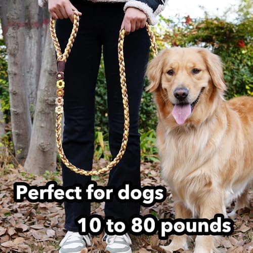 5FT Braided Cotton Rope Leash for Small, Medium and Large Dogs, Golden Harvest - Image 2