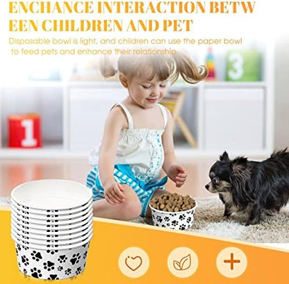 Potchen 60 Pieces Disposable Pet Bowls, Paper, Small Dog Bowls with Cute Pattern, Suitable for Dry and Wet Food, Picnic, Camping, Travel - Image 5