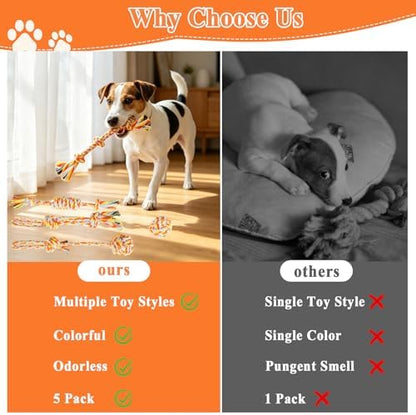 ASOCEA 5 Pack Cotton Rope Toys for Puppy Teething Small Dogs Orange - Image 4