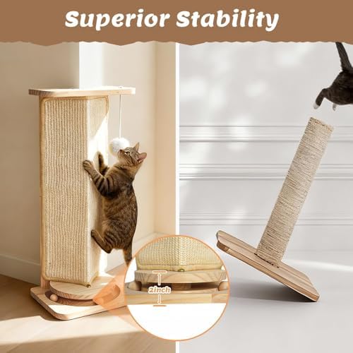 Couch Cat Corner Scratcher with Interactive Ball Toys for Cat, Replaceable Sisal Scratch Pad, Kitten Wall Scratcher for Couch, Wall Furniture Protector 25'' - Image 4