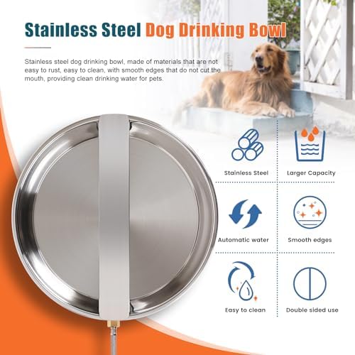 Automatic Dog Water Bowl Dispenser Large Breed Outdoor Stainless Steel Pet Waterer with Float Valve Auto Fill Dog Waterer for Large Dogs Cats Chicken Livestock - Image 4