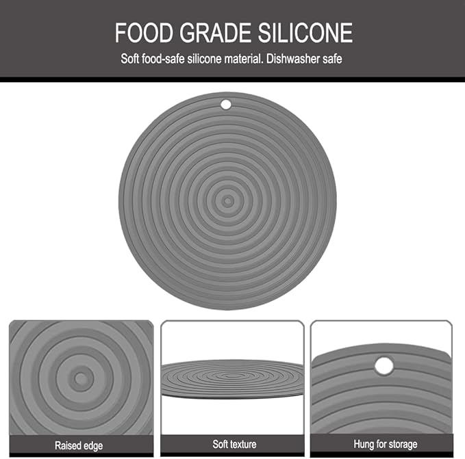 2 Pack Silicone Pet Food Mat, Small Rubber Mat for Dog Bowl, Cat Food Mat, Cat Bowl Mat Placemat Prevent for Food and Water Overflow, 9.5"x9.5"
