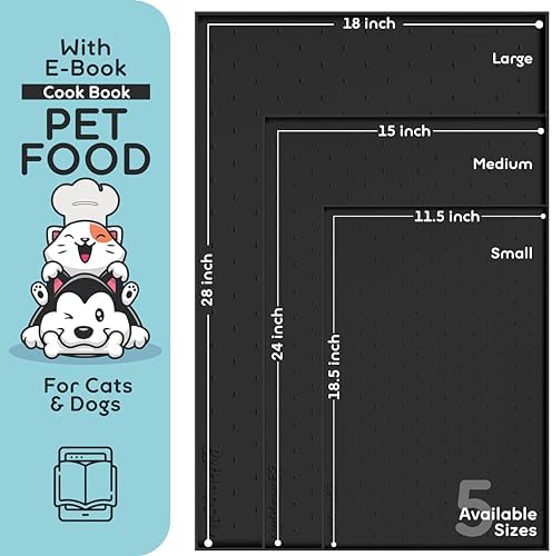 Dog Food Mat - 28x18 Raised Edges Dogs Mat for Food and Water Prevent Spill, Waterproof Cat Food Mats Protect Floors, Easy Clean Dog Bowl Mats for Food and Water, Silicone Pet Feeding Placemats - Image 2