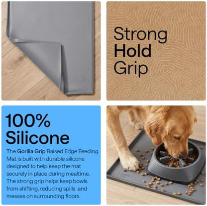 GORILLA GRIP Waterproof Dog Food Mat, Pet Feeding Placemat, 28x18 Gray - Image 3
