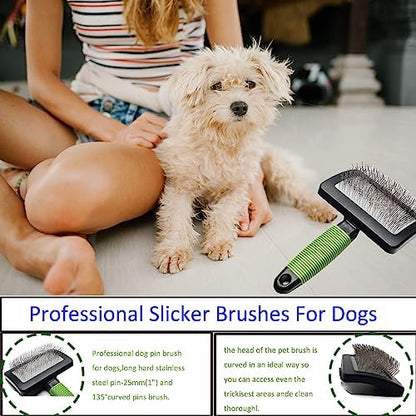 Dog Slicker Brush - Large Grooming Brushes for Dogs and Cats - Professional Groomer Supplies for Long Hair Pet - Slicker Brush For Goldendoodles-Easy To Use - Comfortable - Removes Long and Loose Hair - Image 4