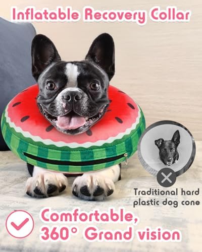 Inflatable Dog Pillow Cone Collar After Surgery, Donut Soft Neck Cone for Chihuahua Pomeranian Small Dogs, etc, Recovery E Collar to Stop Licking Watermelon - Image 6