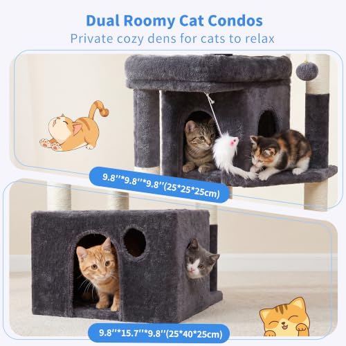 Heybly 34.6" Cat Tree Anti-Tipping Floor Cat Condo for Kittens,HCT205SG - Image 3