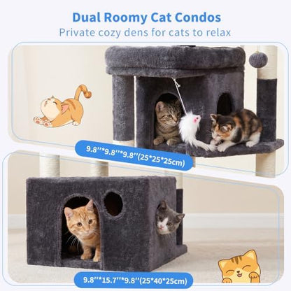 Heybly 34.6" Cat Tree Anti-Tipping Floor Cat Condo for Kittens,HCT205SG - Image 3