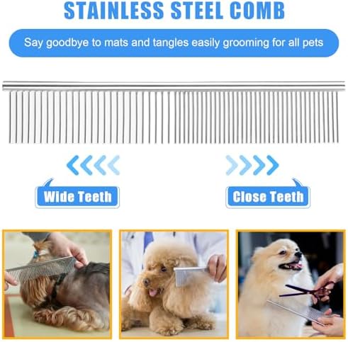 Complete Pet Grooming Solution by Dog - 9PCS Kit with Slicker Brush, Deshedding Tool, and Grooming Comb for All Breeds and Sizes, Promotes Healthy Skin and Coat - Image 7