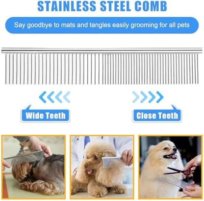 Complete Pet Grooming Solution by Dog - 9PCS Kit with Slicker Brush, Deshedding Tool, and Grooming Comb for All Breeds and Sizes, Promotes Healthy Skin and Coat - Image 7
