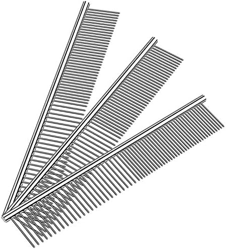 Kopal Stainless Steel Comb Set for Dogs and Cats, Pet Metal Brusher, Silver, Pack of 3 by Kopal
