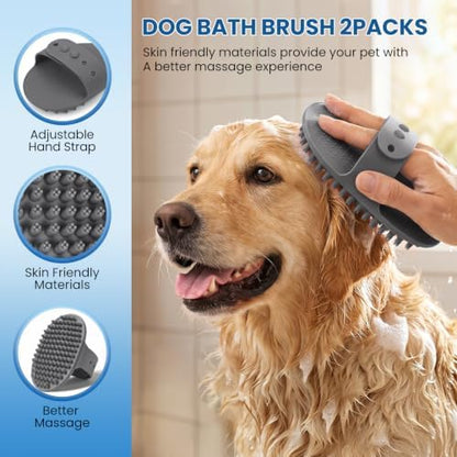 Undercoat Rake, Dematting Metal Comb and Bathing Brush For Dogs and Cats - Image 4