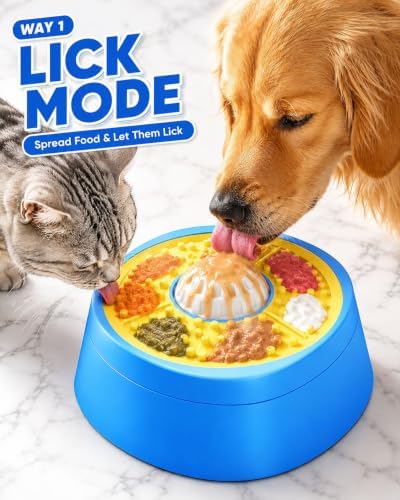 Interactive Slow Feeder Dog Bowl with Rolling Lick Ball for Liquid Treats - Image 3